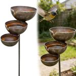 Metal Rain Catcher Stake Bird Bee Butterfly Water Feeder Bowl Garden Yard Decor