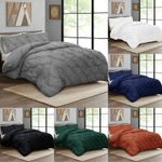 Luxury 100% Microfiber Pintuck Duvet Set Bedding Quilt Cover Set Double Size UK