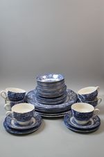 Rare set of 30 Encoch Wedgwood Liberty Blue Historic Colonial Scenes Dishes