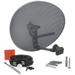 80cm Zone 2 Satellite Dish, Quad LNB + 40m Black Twin Cable Kit For Sky Freesat