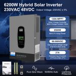 48V 6200W Hybrid Solar Inverter 120A MPPT Pure Sine Wave Controller Charger UK