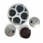 4 Old Vintage Metal Film movie Reels 14” Kershaw Leeds Kalee London Mixed Size