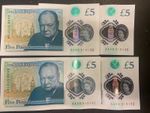 Rare x4 consecutive low number £5 notes , unique serial number 0139, 40,41 &42