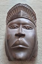 ✅Large Vintage Hand-Carved Wooden African/Ethnic Hanging Mask  38/23/6 cm