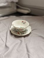 Aynsley Pembroke Bone China Tea Cup & Saucer Floral Bird Gold Trim Vintage