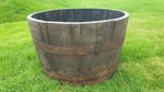 LARGE OAK HALF WHISKY BARREL - ICE BUCKET FISH POND LILLY WATER FEATURE POT TUB 