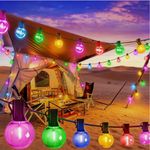 400FT Outdoor Garden Festoon String Lights Mains Powered Colourful LED G40 Bulbs