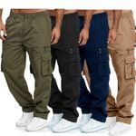 Mens Cargo Trousers New Elasticated Waist Combat Lightweight Bottoms Work Pants