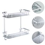 Silver Aluminum Double Layer Storage Rack Reusable Wall Shelf for Sundries