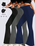 Women’s Black High Waist Flared Leggings Bell Bottom Stretch Elastic Waist