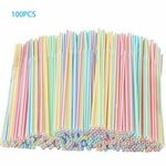 100x Straws Flexible Plastic Bendy Reusable Straw Drinking Drinks Birthday Party