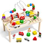 DICAO Baby Activity Table for 1 Year Old Boy Toys, 8 In 1 Montessori Brown 