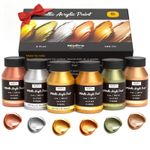 Nicpro Acrylic Paint Metallic, 6 Colors 24oz/720ml Gold Leaf Paint, Non Toxic