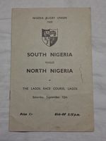 Vintage 1959 Rugby Programme Nigeria Rugby Union South vs North Nigeria LAGOS