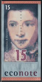 Test Note G&D - "Econote 15" - vertical print intaglio Specimen