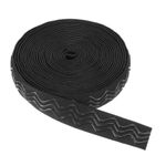 Non-Slip Elastic Band, 1" x 6 Yards Black Silicone Grip Band Wavy-Shaped