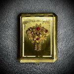 Princess Powder Compact - Jewellery Floral Design - Gold-Tone - Czechoslovakia