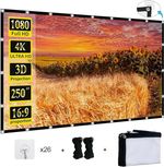 Projector Screen 250 inch, XINLEMY Large 4K HD 16:9 Foldable Portable...