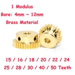 1 Modulus 15~50 Teeth 4~12mm Bore Brass Spur Gear Drive Gearbox with Hub