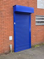 Blue manual door shutter