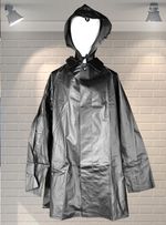 Deadstock PVC Rubber Compound Hooded Vintage Miltary Rain Coat - Large