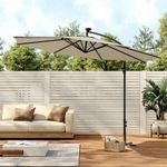 3M Garden Octagon Cantilever Parasol Umbrella Beige With LED Lights