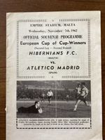 1962/3 European Cup Winners Cup Programme Hibernians (Malta)  v Atletico Madrid
