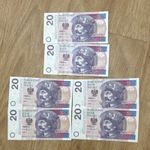 2x CONSECUTIVE NUMBERS B0- Poland Narodowy Bank Polski 20 złotych Notes 2016r.