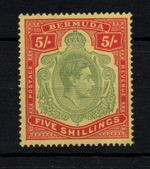 Bermuda 5/- green & red/yellow SG118 Perf 14 mint LHM Cat Val £150 WS45054