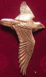 Large Pewter Stooping Hawk Falconry Brooch Pin  Signed