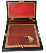 Regency Bi-fold Writing Slope with Secret Drawers, Inkwells & Key