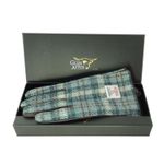 Ladies 100% Duck Egg Blue Harris Tweed Traditional & Brown Leather Gloves - Gift