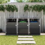 LARGE Triple Wheelie Bin Storage Metal Store Cover Garden Rubbish Dustbin 3 Shed