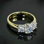 Three Stone Engagement Ring 2.6Ct Round Cut Diamond 14k Yellow Gold Over Size R
