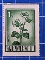 Argentina 1971 MH 1 Cent Stamp Featuring A Sunflower. L699