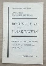 RUGBY LEAGUE PROGRAMME LANCASHIRE CHALLENGE CUP FINAL ROCHDALE V WARRINGTON 1965
