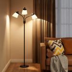 HOMCOM Tree Floor Lamp with 3 Adjustable Light, Industrial Standing Lamp, Black