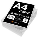 WestonBoxes A4 Slim Paper Storage Boxes with lids for A4 Paper & Card