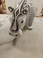 Herend Style Ceramic Hippopotamus H6" X L12" Vgc