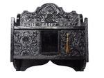 LARGE CARVED GOTHIC PAINTED OAK POST BOX LOCKING KEY COUNTRY HOUSE 19th CENTURY