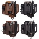 Outdoor Tactical Belt EDC Pouch Leather For Flashlight Pen Multitool Sheath Tool