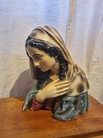 A Magnificent Decorative Antique French Chalk Ware  Figurine C.1900 Madonna,Mary