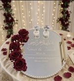 Personalised Wedding Ring Mirror Plate | Custom Nikkah Ring Tray | Engagement