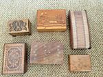 Job Lot of Vintage Wooden Trinket Boxes Jewelry Inlaid USSR Carved Deco