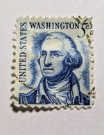 George Washington 5 cent blue United States Postage 1967 Used Antique stamp.