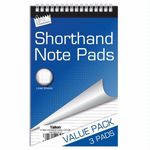 3 x Shorthand Note Pad Notebook Spiral Bound Pads 8" x 5" - 3 Books