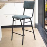 BLUE UPHOLSTERED BAR STOOL FAUX LEATHER RESTAURANT STOOL BAR OR COUNTER HEIGHT