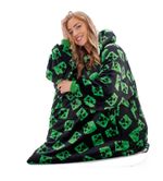 Gamer Fleece Oversized Adults Hoodie Minecraft Design Super Soft Lounger Blanket
