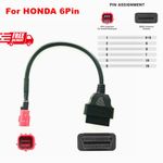 6 Pin OBD2 Euro 5 Motorcycle Diagnostic Cable Diagnostic Adapter Connector Plug