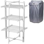 GlamHaus Electric Heated Clothes Airer Dryer Indoor Foldable Horse Rack 3 Tier 